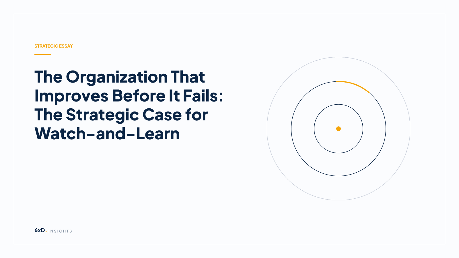 The Organization That Improves Before It Fails: The Strategic Case for Watch-and-Learn